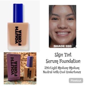 YOUTH FORIA Date Night Skin Tint Serum Foundation-320 Light Medium-Medium NIB